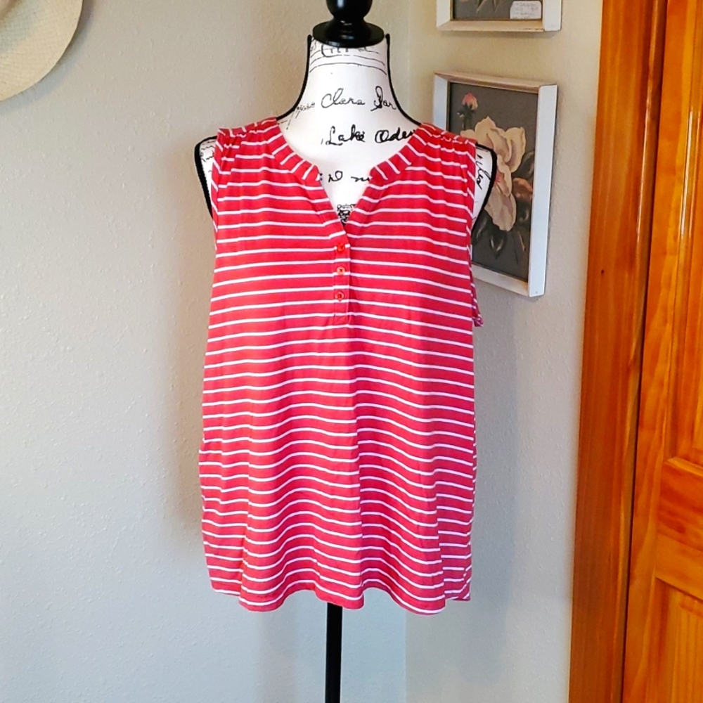 Nine West Jeans Carlie Striped Top Red Size XL